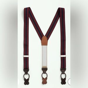 Brooks Brothers Blue and Red Suspenders with Timeless Elegance Leather SIZE XL